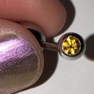 14 Gauge 1 gem Topaz Orange Belly Ring